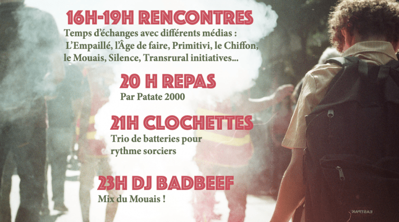 samedi 13 juin, au Négral (Lugan) Fête de la presse libre organisé par le Syndicat de la presse pas pareille 16h-19h rencontres 20h repas 21h Clochettes 23h DJ Badbeef